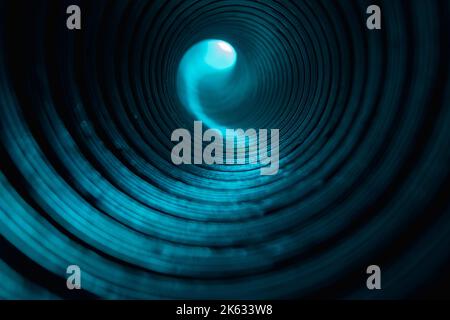 neon tunnel blur glow background cyan blue circles Stock Photo