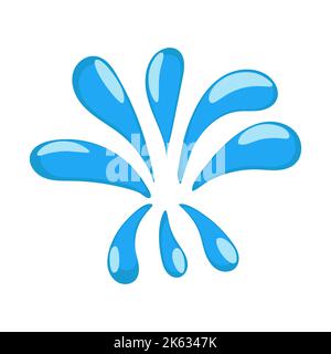 Cartoon blue dripping water drop and liquid icon. Shape water is splashing, flowing and water droplet. Clean and fresh aqua and wet bubble. Flowing de Stock Vector