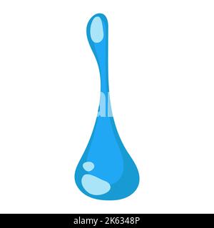 Cartoon blue dripping water drop and liquid icon. Shape water is splashing, flowing and water droplet. Clean and fresh aqua and wet bubble. Flowing de Stock Vector