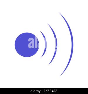 Echo sonar waves. Blue radar symbol on sea and ultrasonic signal reflection. Icon detect and scan vibration or water. Round pulsating circle wave syst Stock Vector