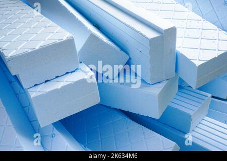 Insulation of facade wall with styrofoam sheets. Polystyrene insulation  boards with glue adhesive Stock Photo by bilanol