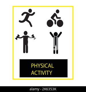 Sport people silhouettes with the text physical activity Stock Vector