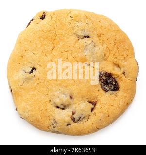 All butter sultana cookie isolated on white. Top view. Stock Photo