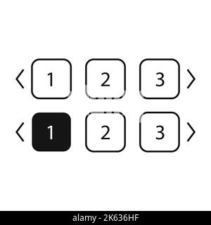Pagination bars set. Collection buttons for site navigation. Interface elements for menu and box with arrows. Round and square slide controls. Interne Stock Vector