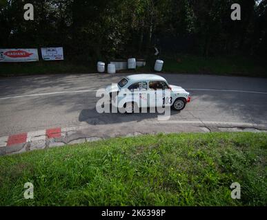 PESARO - ITALY - OTT 09 - 2022 : rally of classic cars fiat 600 ABARTH IN RACE pesaro CUP Stock Photo