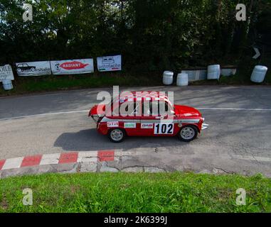 PESARO - ITALY - OTT 09 - 2022 : rally of classic cars fiat 600 ABARTH IN RACE pesaro CUP Stock Photo