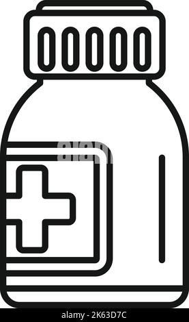 Medical pill jar icon outline vector. Pill jar. Medicine bottle Stock Vector