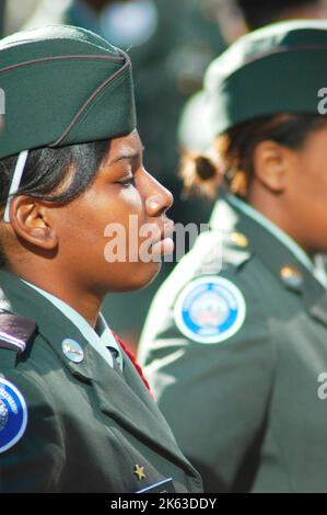 Girl in Army ROTC roll call at High school in Atlanta Stock Photo