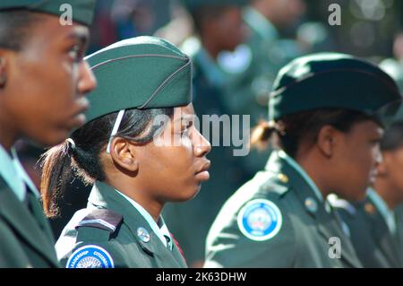 Girl in Army ROTC roll call at High school in Atlanta Stock Photo