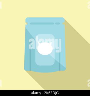 Cat food box icon flat vector. Pet feed. Tin can dry Stock Vector