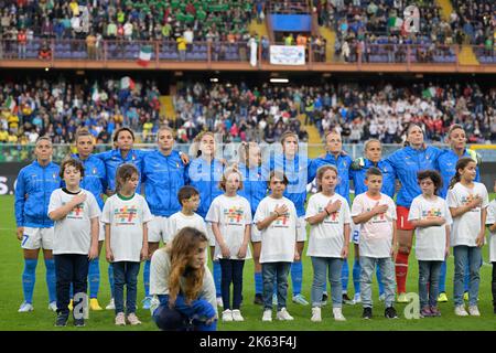 Genova, Italy. 10th Oct, 2022. Team Italy during Women Italy vs Brazil, friendly football match in Genova, Italy, October 10 2022 Credit: Independent Photo Agency/Alamy Live News Stock Photo