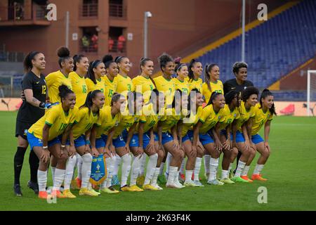 Genova, Italy. 10th Oct, 2022. Team Brazil during Women Italy vs Brazil, friendly football match in Genova, Italy, October 10 2022 Credit: Independent Photo Agency/Alamy Live News Stock Photo