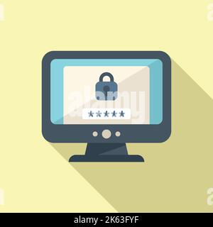 Password recovery icon flat vector. Page log. Web account Stock Vector