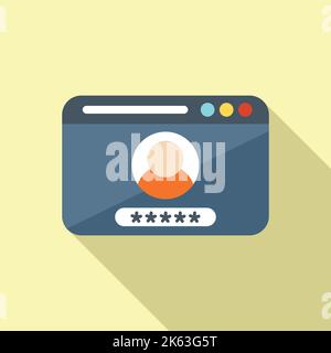 Page log password icon flat vector. Web account. Internet screen Stock Vector