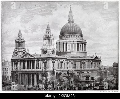 Exterior of St Paul's Cathedral in London.     Date: 1901