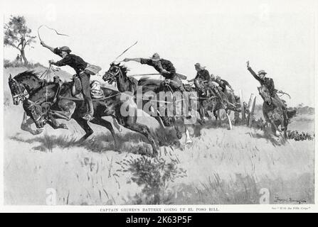 Battle of San Juan. Captain Grimes' Battery going up El Poso Hill. Stock Photo
