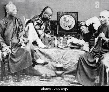 Opium smokers, China. Stock Photo