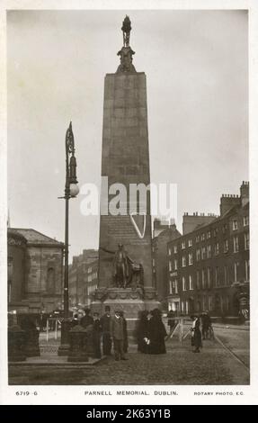 Parnell Memorial, Dublin, Ireland. The foundation stone of the monument was laid in 1899, and the years of fund-raising, including appeals to the Irish Diaspora in the United States, finally came to fruition on 1st October 1911 with the unveiling of the Parnell Monument at the north end of O’Connell Street. Augustus Saint Gardens was the sculptor Stock Photo