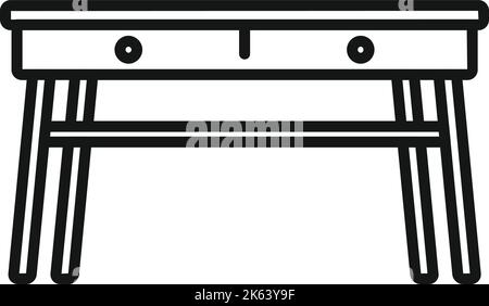 Picnic table icon outline vector. Wood desk. Top round Stock Vector