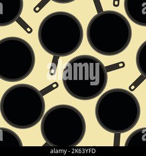 Seamless pattern with frying pans Stock Vector