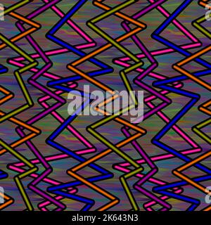 Randomly crossing colored lines located zigzag making pattern.Chaotic shorts lines seamless pattern,sticks modern repeatable motif.Good for print,text Stock Photo