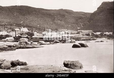 19th century vintage photograph: Sinon's Town, Simonstown, Naval Station, Cape of Good Hope, South Africa. Stock Photo