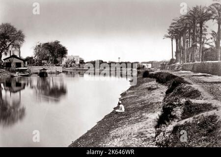 Canal in Alexandria, Egypt, c.1880's Stock Photo