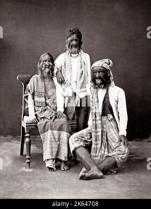 c. 1860s India - the hairy family of Burma - congenital hypertrichosis lanuginosa - they became famous as a show attraction and freak show act. Stock Photo