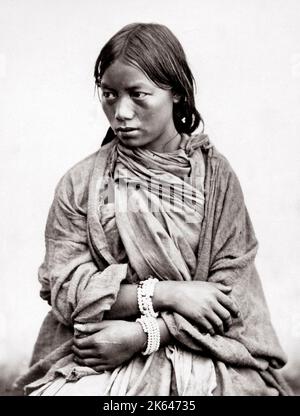 c. 1860s India - Lepcha or Rongkup woman from Sikkim Nepal Bhutan Stock Photo