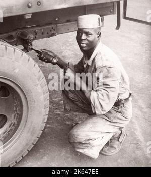 1940s East Africa - army driver Photograph by a British army recruitment officer stationed in East Africa and the Middle East during World War II Stock Photo