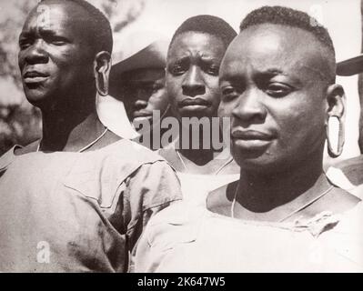 1940s East Africa - training camp in Kenya for African recruits to the British army Photograph by a British army recruitment officer stationed in East Africa and the Middle East during World War II Stock Photo