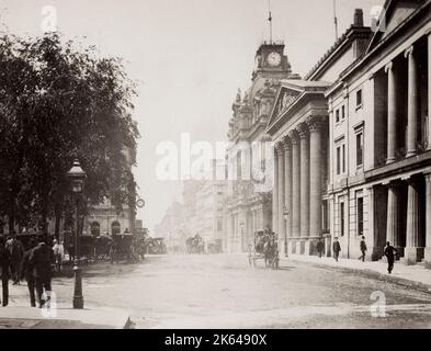 Vintage 19th century photograph: Saint Jacques Street, or St. James Street, is a major street in Montreal, Quebec, Canada. Stock Photo