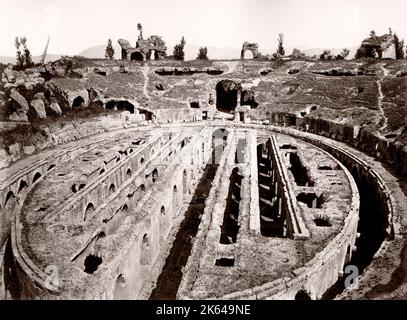 19th century vintage photograph, Italy - Amphitheater Campano Santa Maria Capua Vetere, c..1870's. Stock Photo