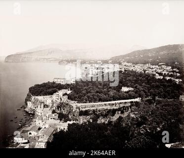 Vintage 19th century photograph: Italy - view of Sorrento. Stock Photo