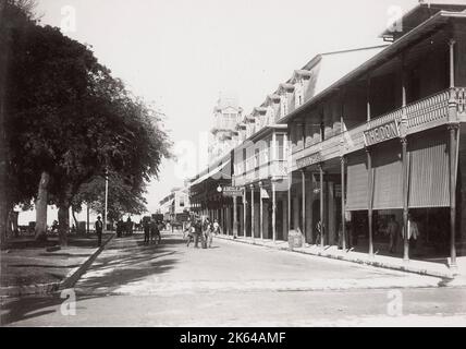 c.1900 vintage photograph, West Indies: Street scene, Port of Spain, Trinidad Stock Photo