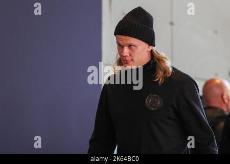 Copenhagen, Denmark. 11th Oct, 2022. Erling Haaland arrives at the stadium before the UEFA Champions League match between FC Copenhagen and Manchester City at Parken in Copenhagen. (Photo Credit: Gonzales Photo/Alamy Live News Stock Photo