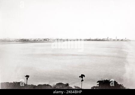 Vintage 19th century photograph: Bombay, Mumbai, India, view from Malabar Hill. Stock Photo