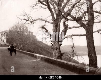 Late 19th century vintage photograph: Castel Gandolfo, Lake Albano, near Rome, Italy. Stock Photo