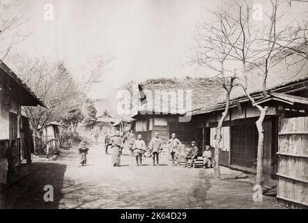 Vintage 19th century photograph: captioned as the village of Tsuruma, now likely Tsurumai, part of Nagoya, Japan. Stock Photo