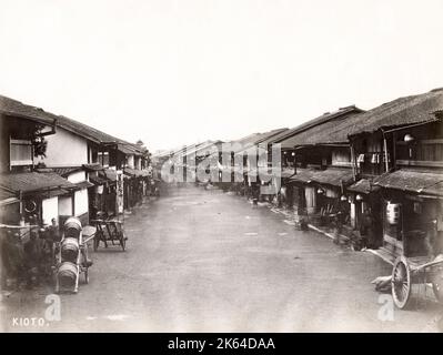 Vintage late 19th century photograph: Street in Kyoto, Japan. Stock Photo