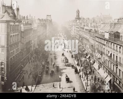 Vintage 19th century photograph: France - Boulevard des Italiens. Stock Photo