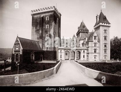 Vintage 19th century photograph: Chateau, castle at Pau France Stock Photo