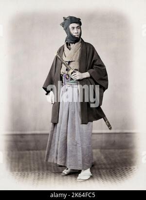 1860's Japan - portrait of a man in winter clothing Felice or Felix Beato (1832 - 29 January 1909),  Italian-British photographer working mostly in India, Japan, China Stock Photo