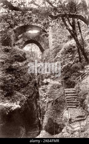 Vintage 19th century photograph - United Kingdom - Devil's Bridge, Ceredigion, Wales Stock Photo