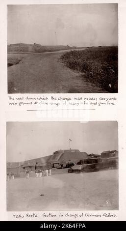 Vintage Photograph China c.1900 - Boxer rebellion or uprising, Yihetuan Movement - image from an album of a British soldier who took part of the supression of the uprising - capture of the Taku forts Stock Photo