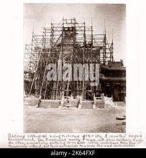 Vintage Photograph China c.1900 - Boxer rebellion or uprising, Yihetuan Movement - image from an album of a British soldier who took part of the supression of the uprising -  Peking Beijing cathedral Stock Photo