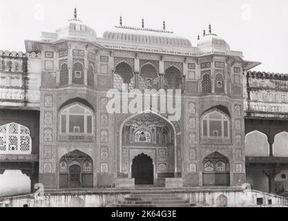Late 19th century photograph: Umber, Amber, Amer, gateway to Sheesh Mahal, India