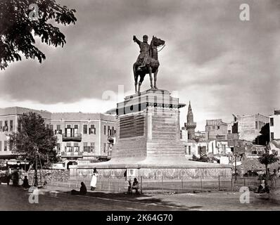 Statue of Ibrahim Pasha, Cairo, Egypt, c.1880's Stock Photo