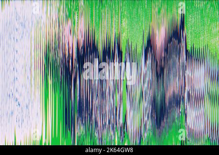 glitch art color noise digital distortion green Stock Photo