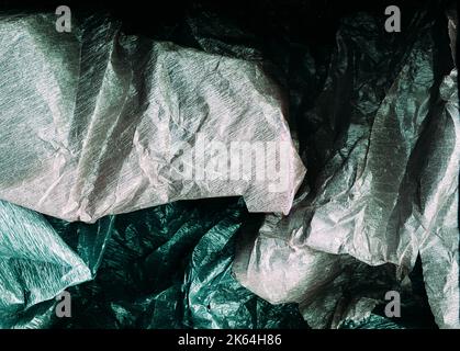 grunge overlay crushed foil texture metallic film Stock Photo